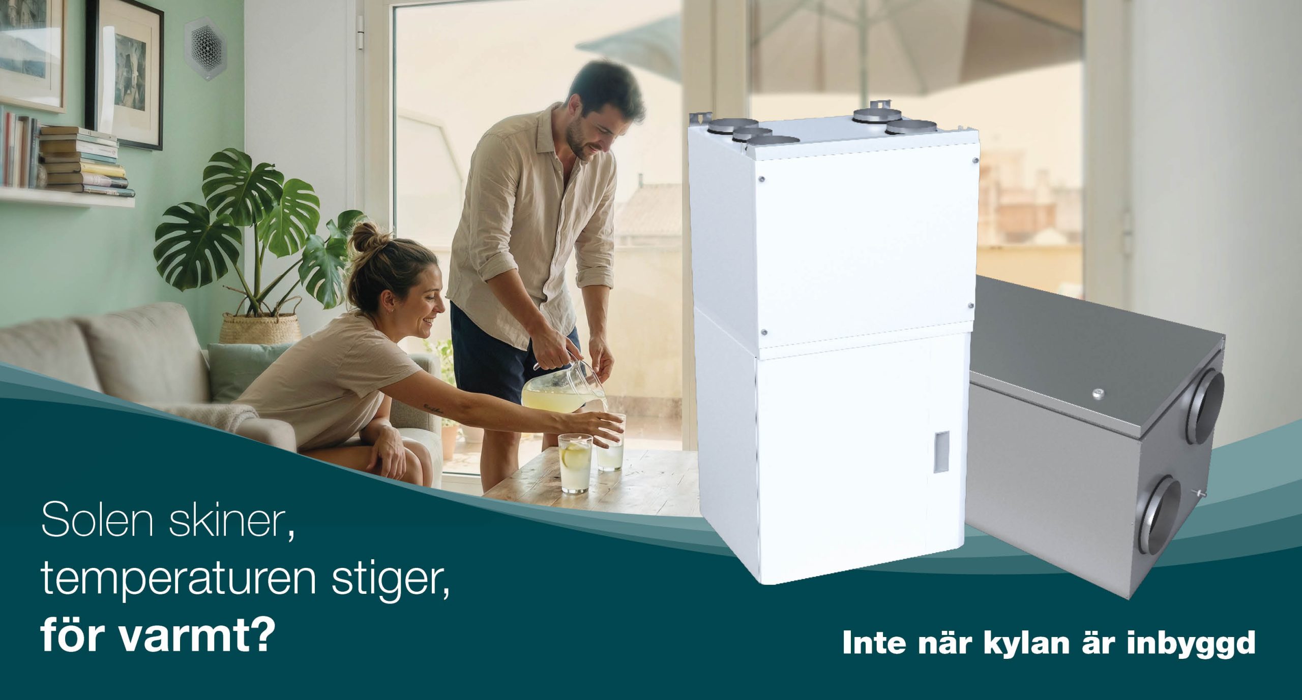 ventilation units, woman and man drinking sooda